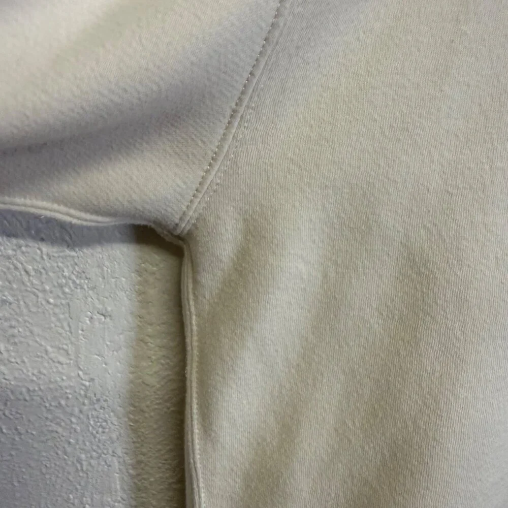 J. Crew Sweatshirt Womens XL Beige Cream Heritage Cropped Gold Buttons Oversized